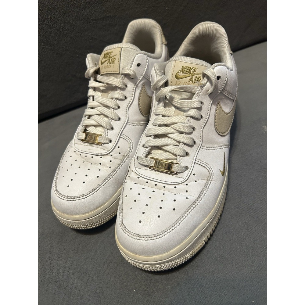 Nike Air Force 1 07 Essential CZ0270-105 Womens Size 9 White Gold Sneakers